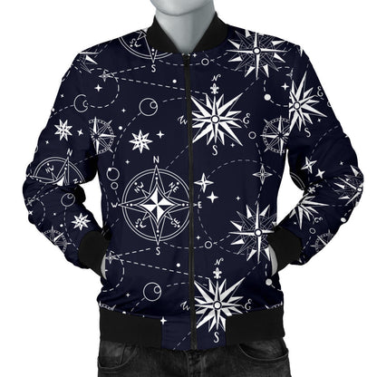 Nautical Sky Design Themed Print Men Bomber Jacket
