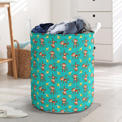 Monkey Banana Design Themed Print Laundry Basket