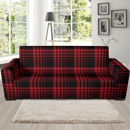 Tartan Red Black Print Design LKS303 Sofa Slipcover