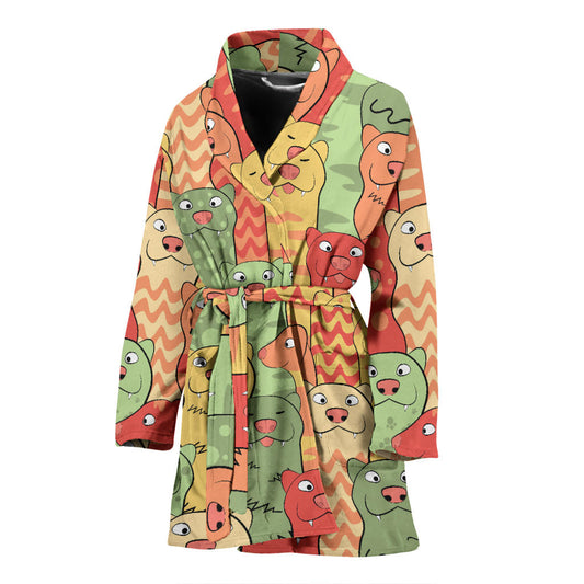 Ferret Pattern Print Design 01 Women Bathrobe