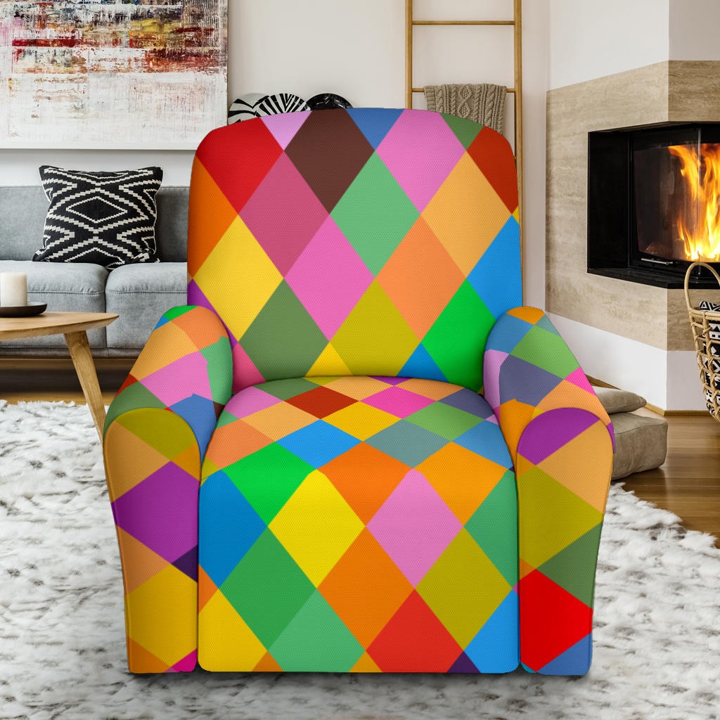 Harlequin Pattern Print Design 02 Recliner Slipcover with Pocket