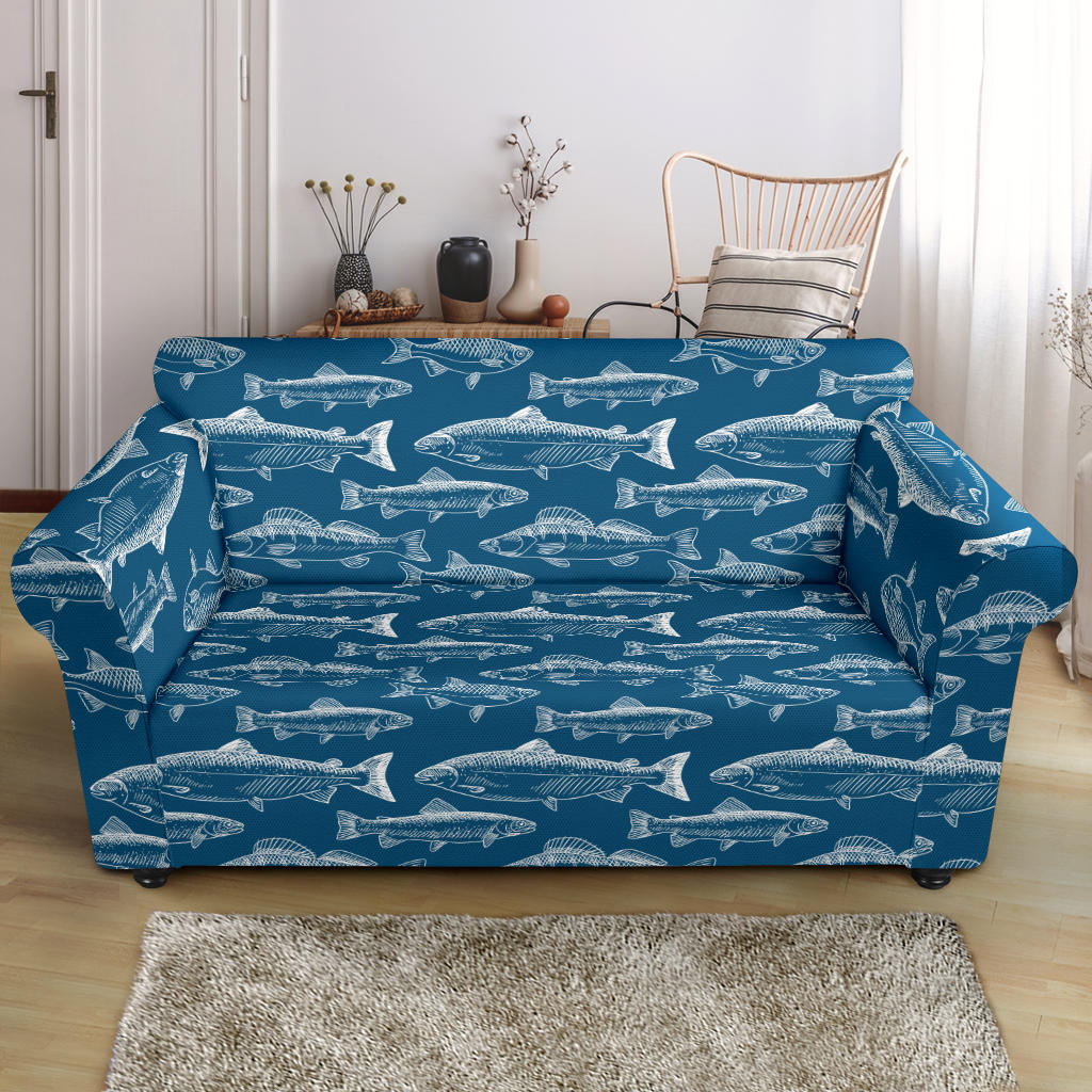 Salmon Fish Print Design LKS301 Loveseat Couch Slipcover