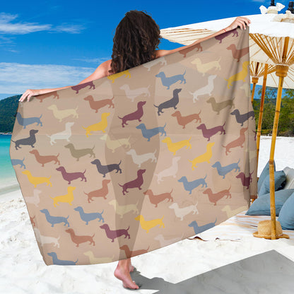 Dachshund Pattern Print Design 03 Sarong Pareo Wrap