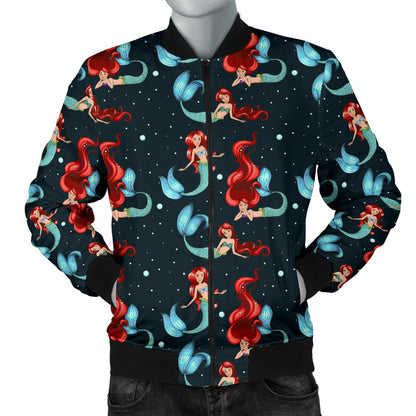 Mermaid Girl Themed Design Print Men Bomber Jacket