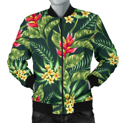 Tropical Folower Red Heliconia Print Men Bomber Jacket
