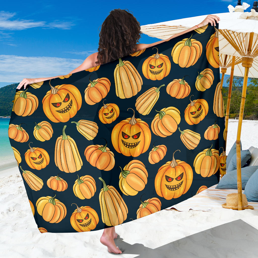 Pumpkin Halloween Pattern Print Design A04 Sarong Pareo Wrap