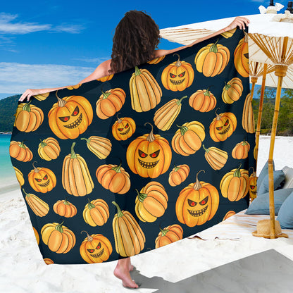 Pumpkin Halloween Pattern Print Design A04 Sarong Pareo Wrap