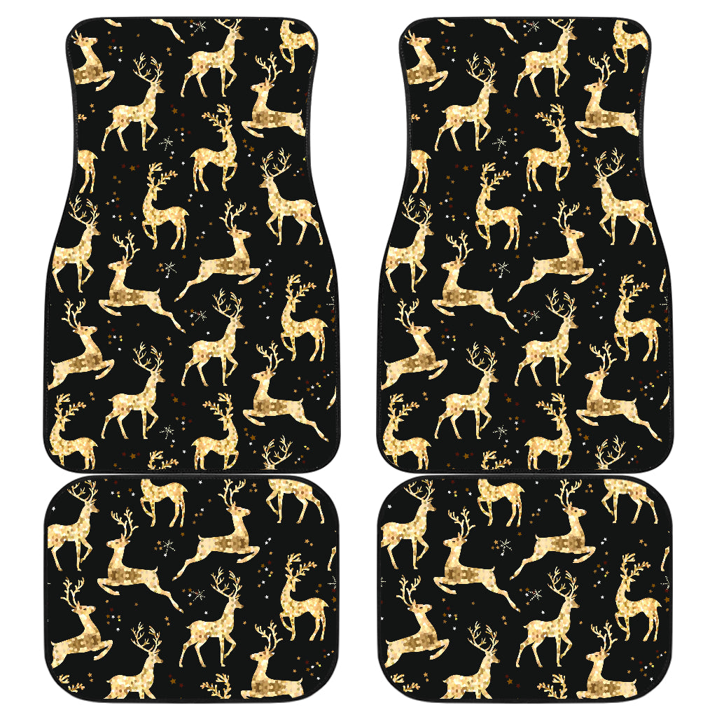 Deer Gold Pattern Car Floor Mats Front Back