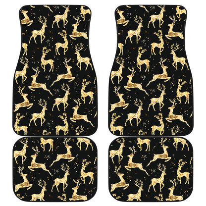Deer Gold Pattern Car Floor Mats Front Back