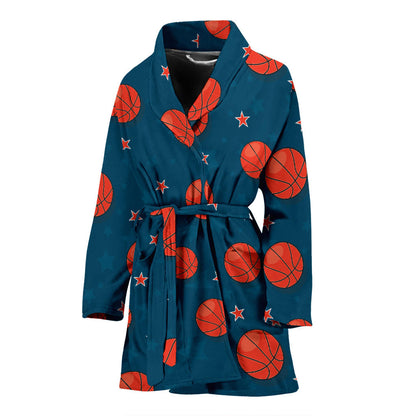 Basketball Pattern Print Design 02 Women Bathrobe