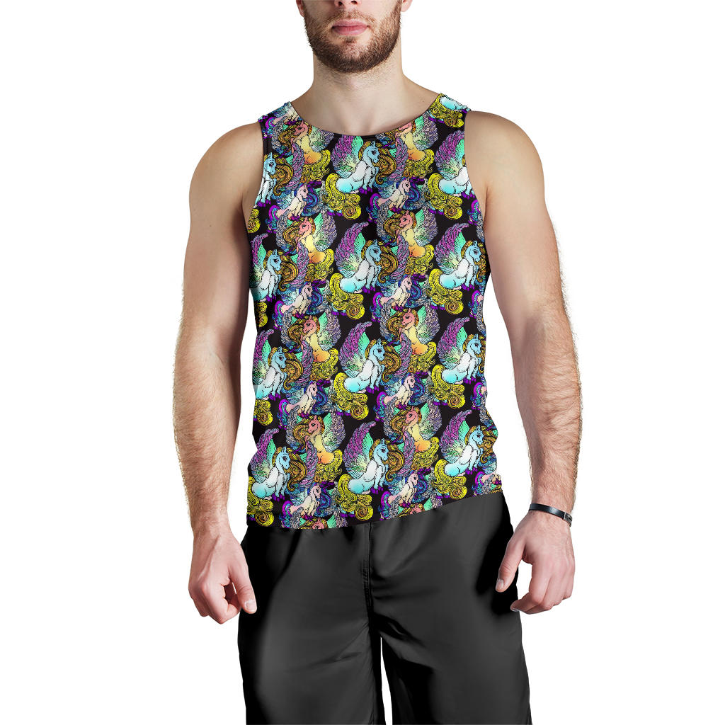 Unicorn With Wings Print Pattern Men Tank Top