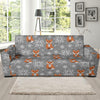 Knit Red Fox Pattern Print Design 02 Sofa Slipcover