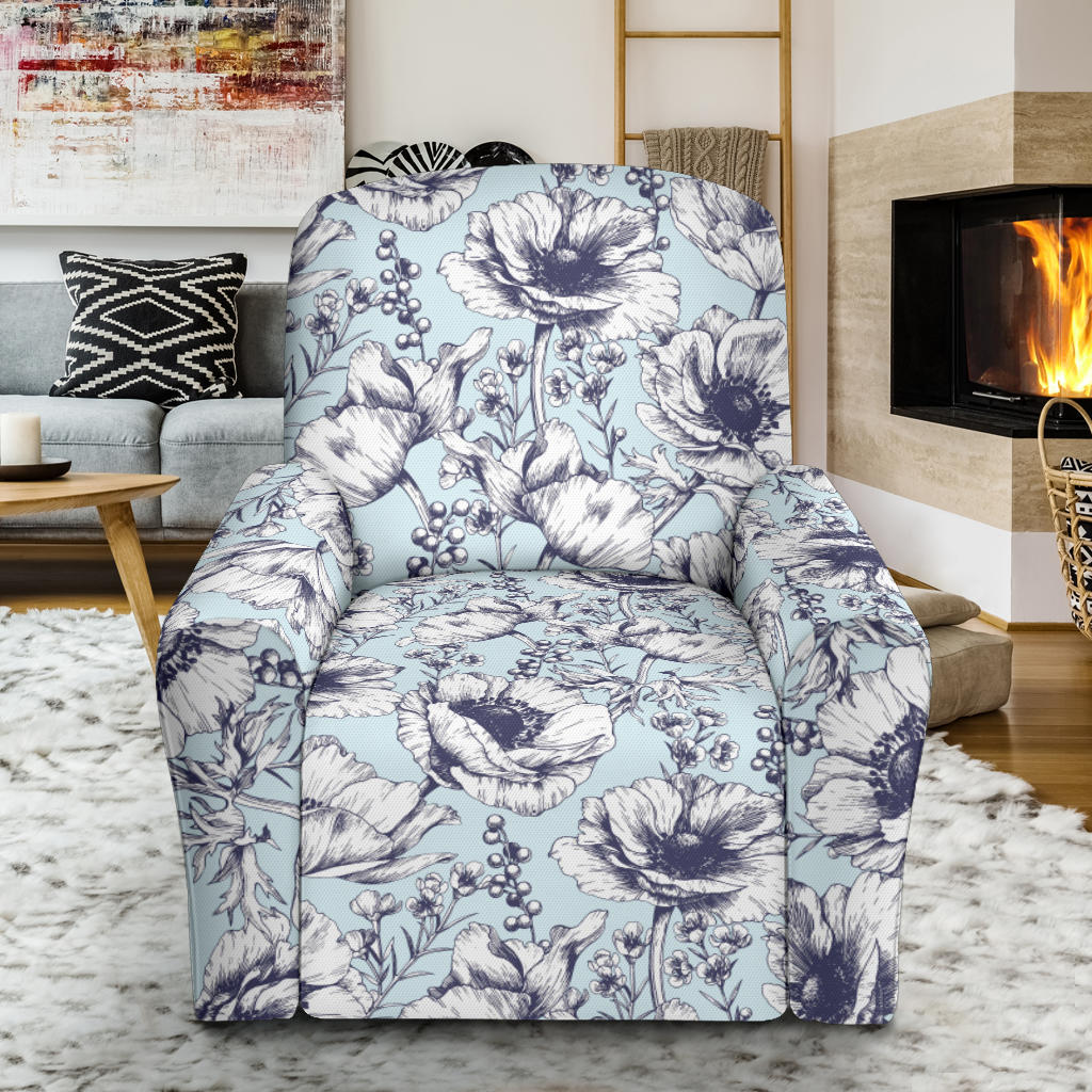Anemone Pattern Print Design 02 Recliner Slipcover with Pocket