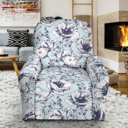 Anemone Pattern Print Design 02 Recliner Slipcover with Pocket