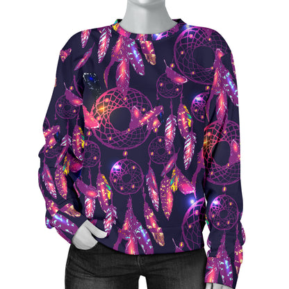 Dream catcher neon Women Long Sleeve Sweatshirt