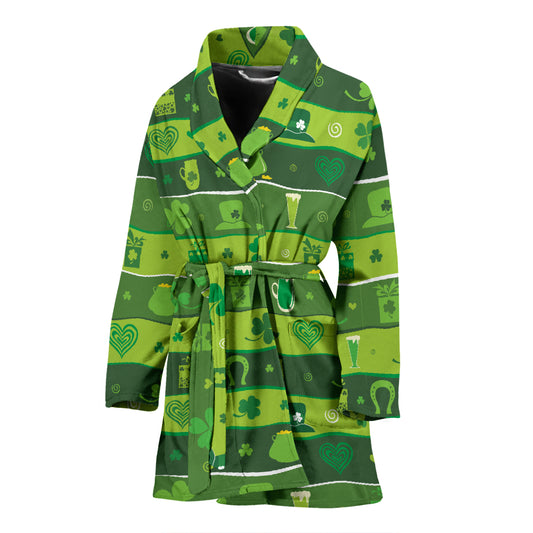 Shamrock Print Design LKS303 Women Bathrobe