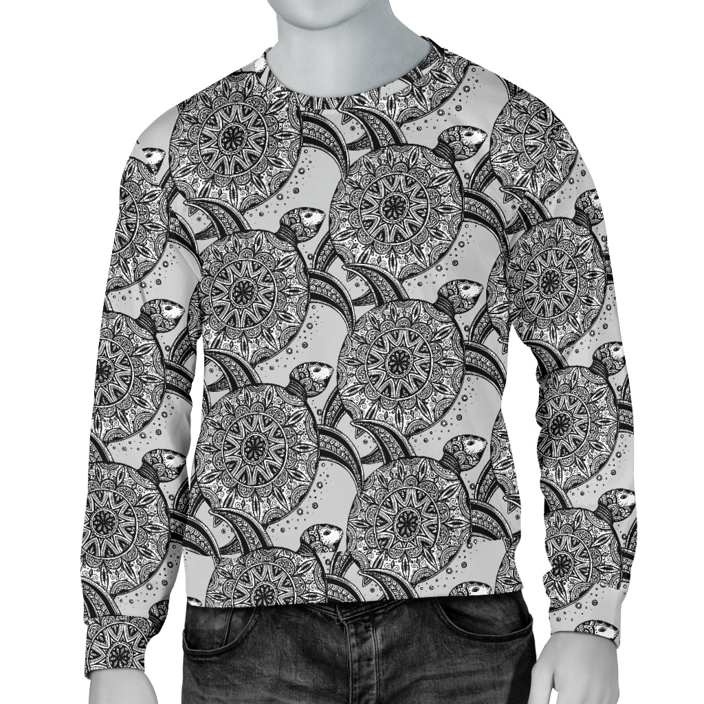 Tribal Turtle Polynesian Themed Print Men Long Sleeve Sweatshirt