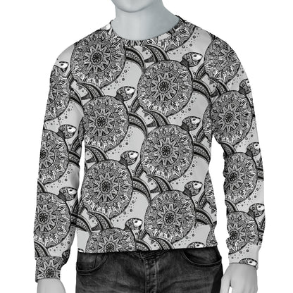 Tribal Turtle Polynesian Themed Print Men Long Sleeve Sweatshirt