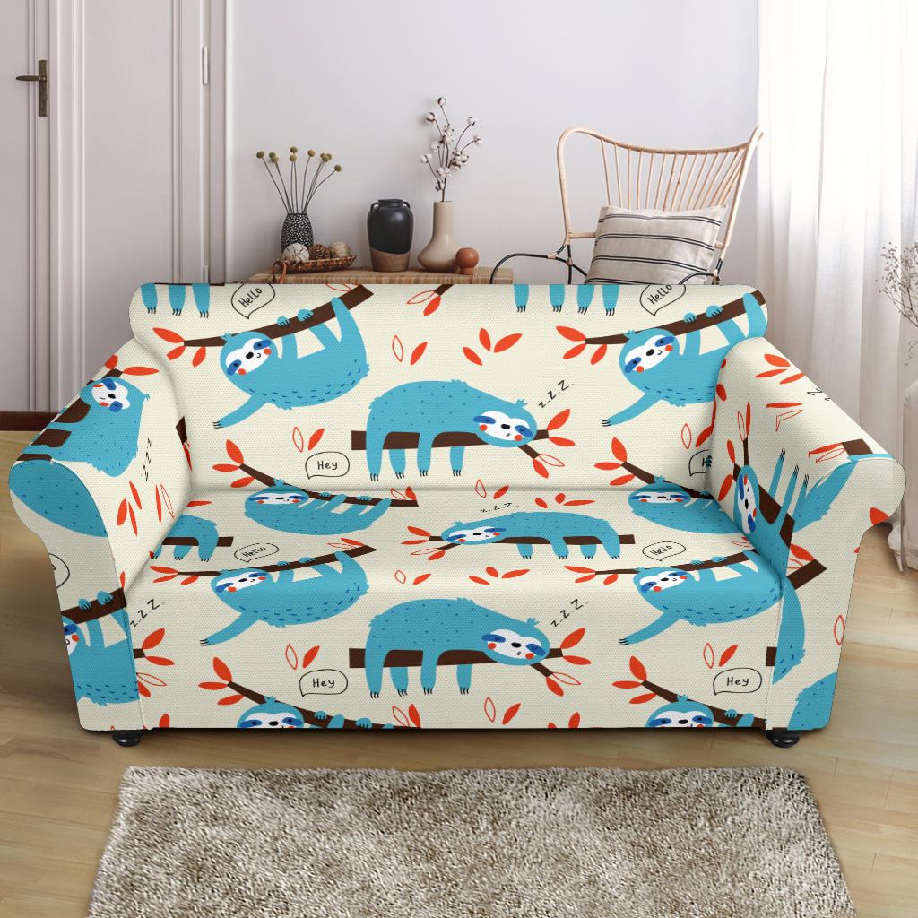 Sloth Print Design LKS3011 Loveseat Couch Slipcover