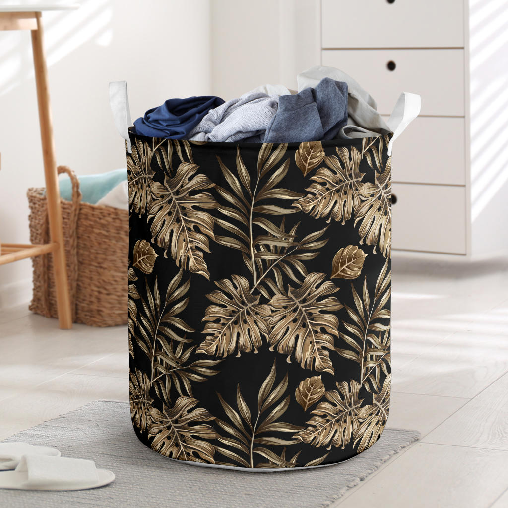 Brown Tropical Palm Leaves Laundry Basket