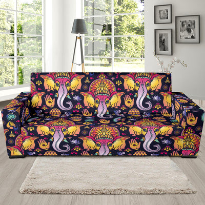 Ganesha Indian Pattern Print Design 03 Sofa Slipcover