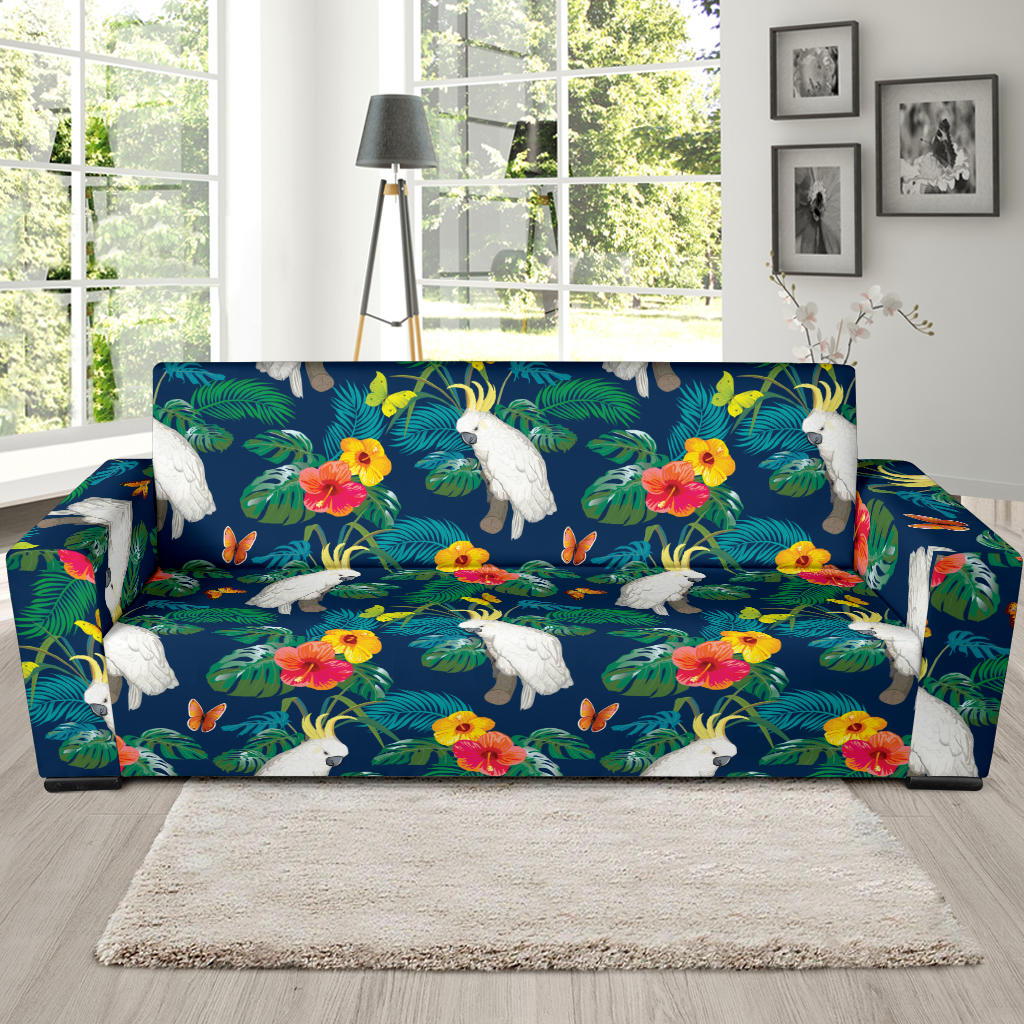 Cockatoo Tropical Pattern Print Design 02 Sofa Slipcover