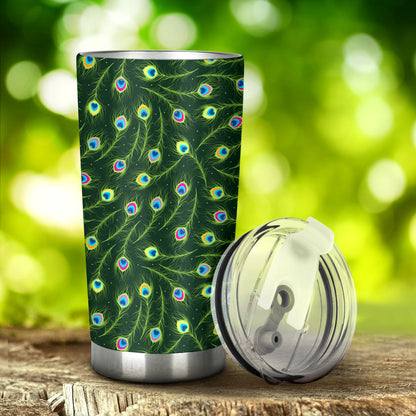 Peacock Feather Green Design Print Tumbler