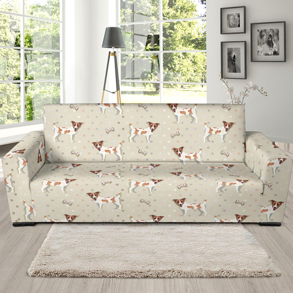 Russell Terriers With Bone Print Design LKS302 Sofa Slipcover