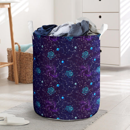 Zodiac Galaxy Design Print Laundry Basket