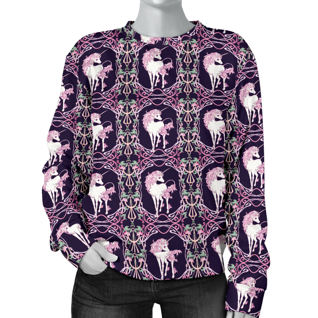Unicorn Fantastic Flower Women Long Sleeve Sweatshirt