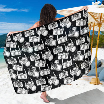 Camera Pattern Print Design 01 Sarong Pareo Wrap