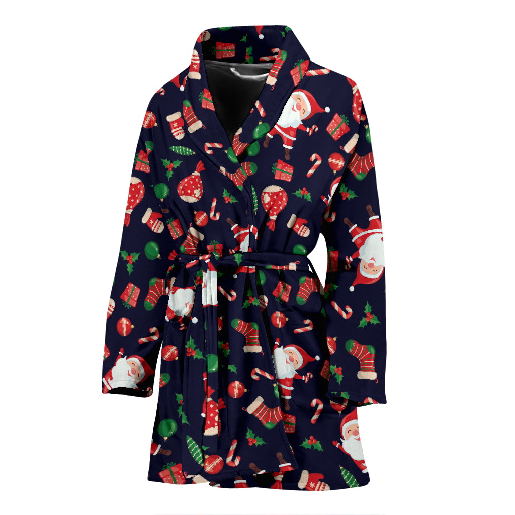 Santa Christmas Themed Print Design LKS304 Women Bathrobe