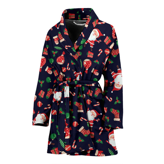 Santa Christmas Themed Print Design LKS304 Women Bathrobe