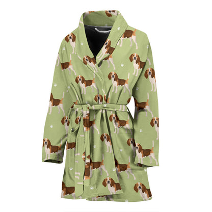 Beagle Pattern Print Design 07 Women Bathrobe