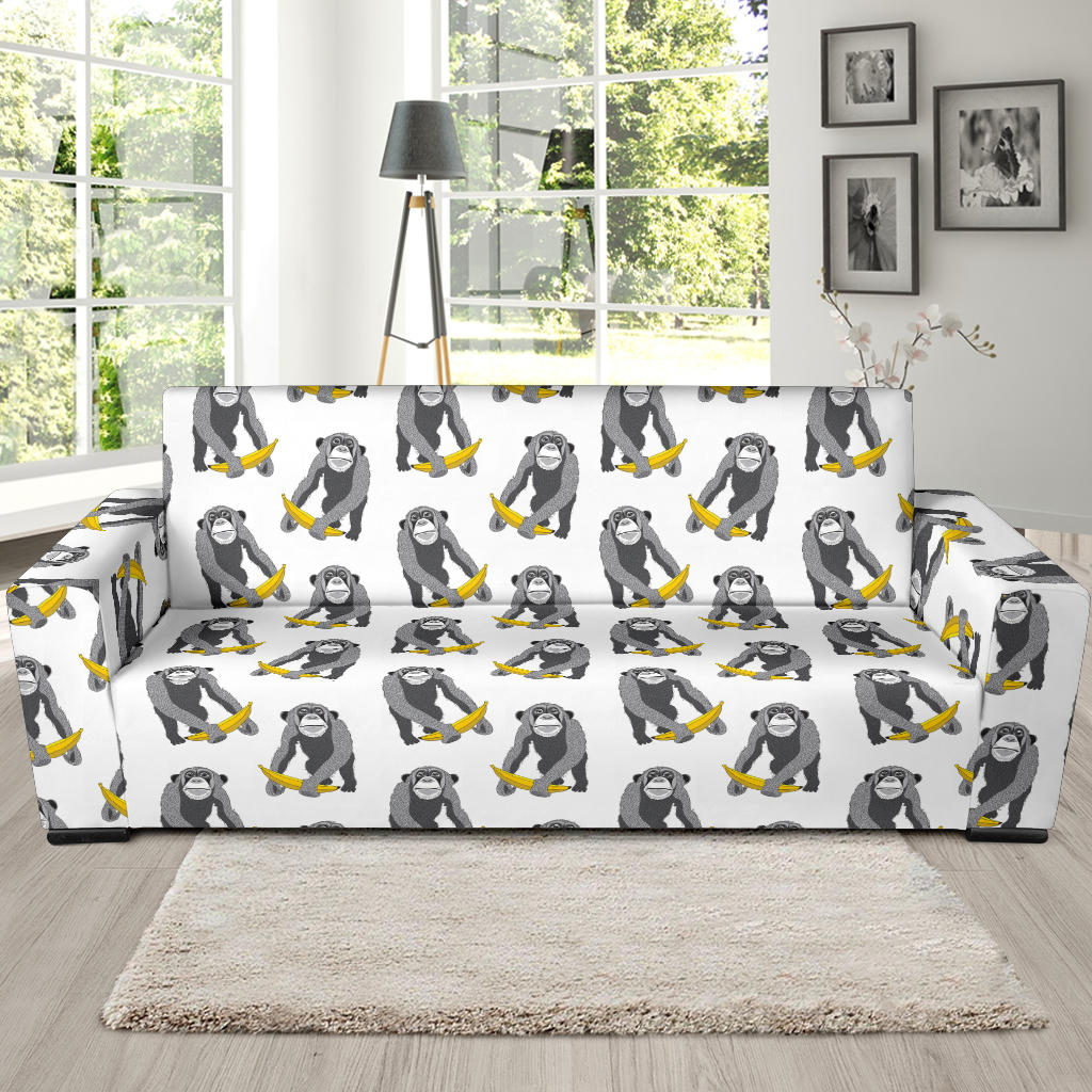 Chimpanzee Pattern Print Design 05 Sofa Slipcover