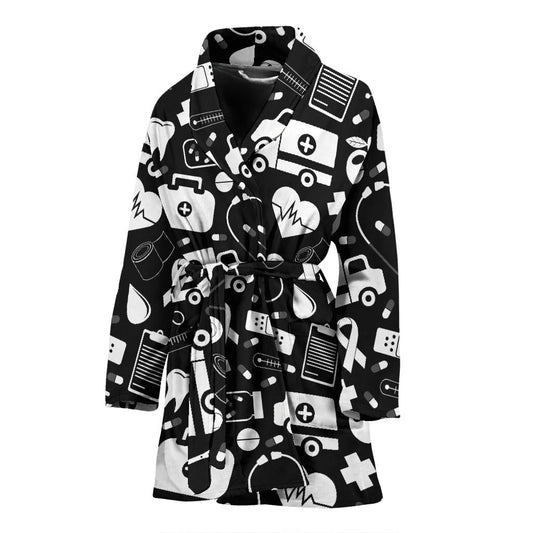 Medical Pattern Print Design 01 Women Bathrobe
