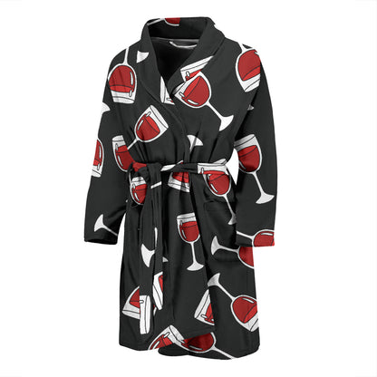 Wine Glass Print Design LKS303 Men Bathrobe