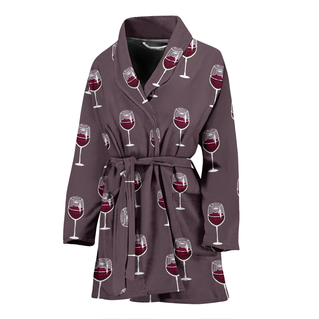 Wine Glass Pattern Print Design LKS305 Women Bathrobe