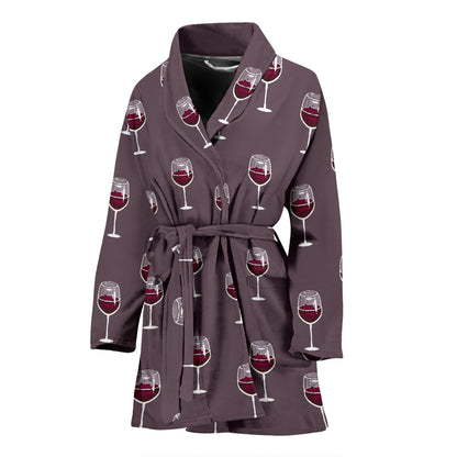 Wine Glass Pattern Print Design LKS305 Women Bathrobe
