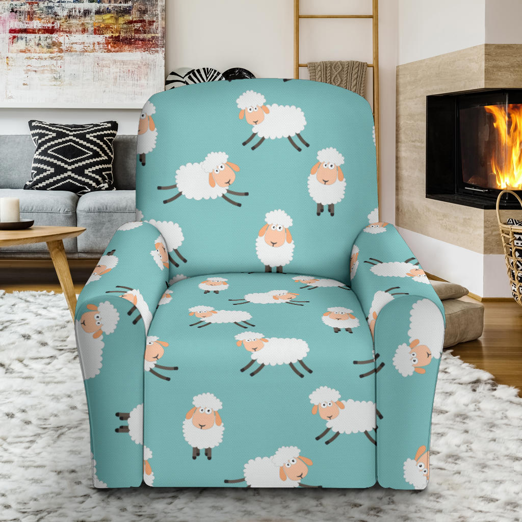 Sheep Print Design LKS406 Recliner Slipcover with Pocket