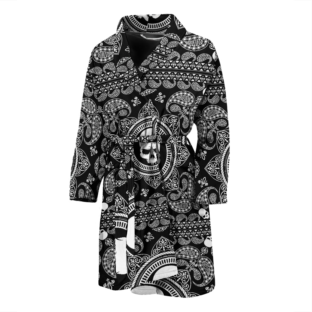 Bandana Skull Print Design LKS303 Men Bathrobe