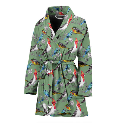 Birds Pattern Print Design 07 Women Bathrobe