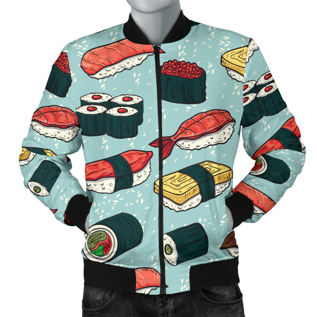 Sushi Pattern Design Men Bomber Jacket