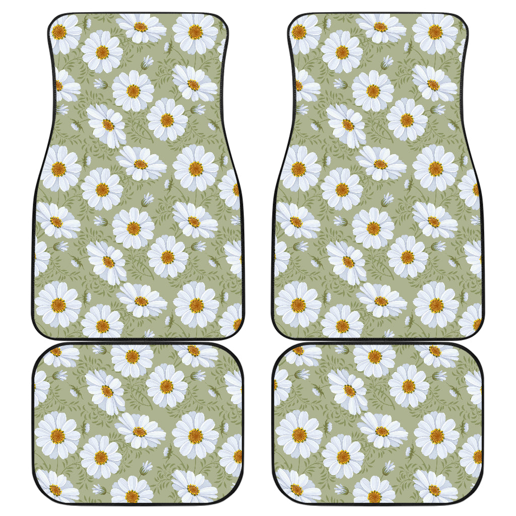 Daisy Yellow Print Pattern Car Floor Mats Front Back