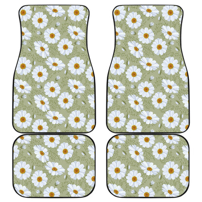 Daisy Yellow Print Pattern Car Floor Mats Front Back