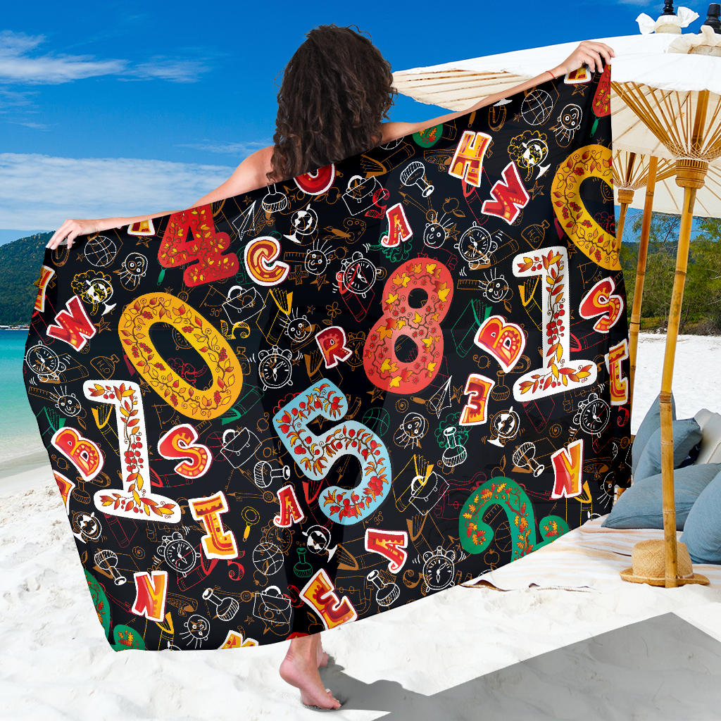 Number Pattern Print Design A03 Sarong Pareo Wrap