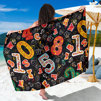 Number Pattern Print Design A03 Sarong Pareo Wrap