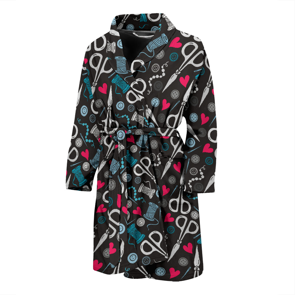 Sewing Equipment Print Design LKS305 Men Bathrobe