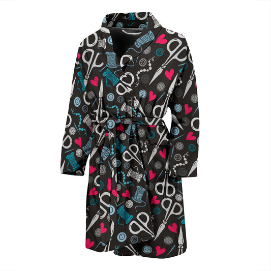 Sewing Equipment Print Design LKS305 Men Bathrobe