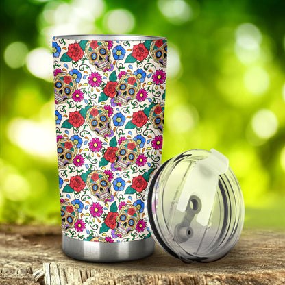 Sugar Skull Colorful Themed Print Tumbler